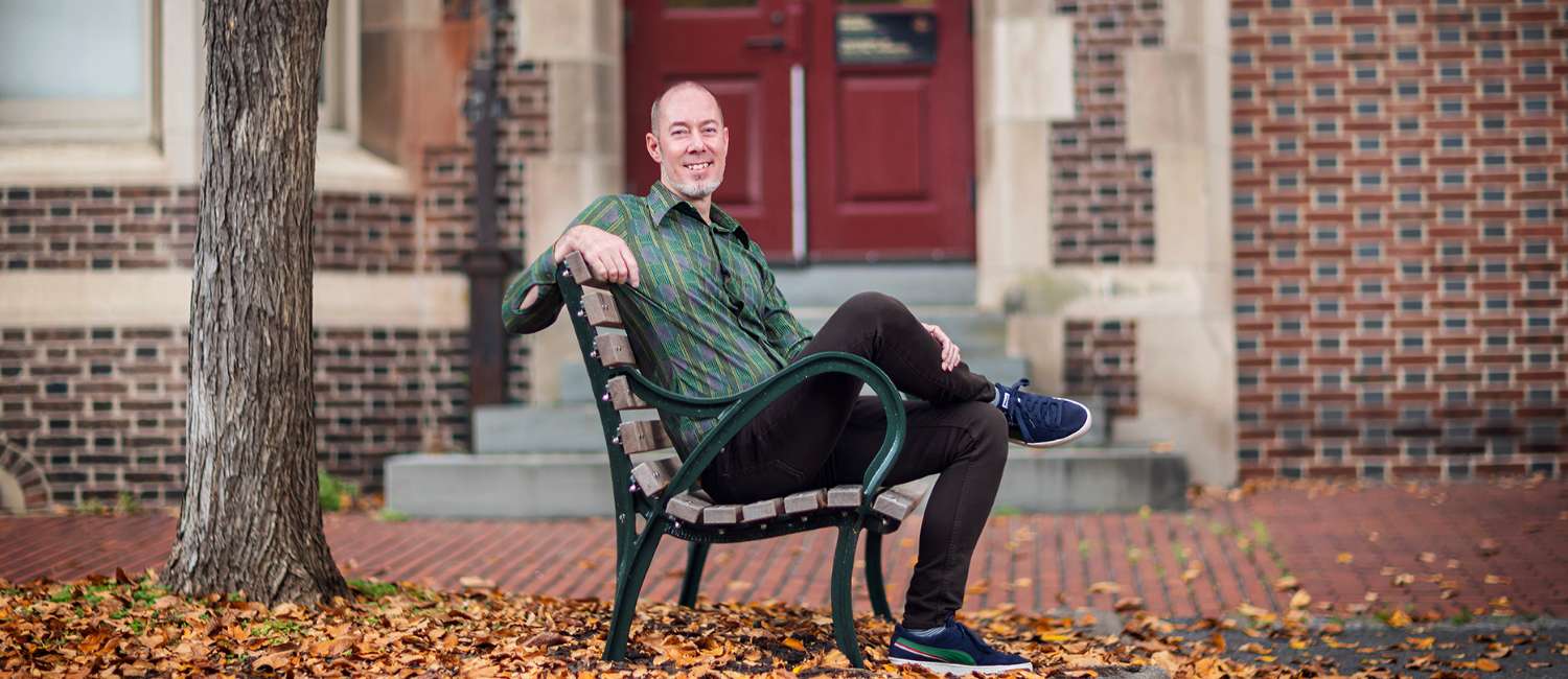 John Donges sitting on a bench
