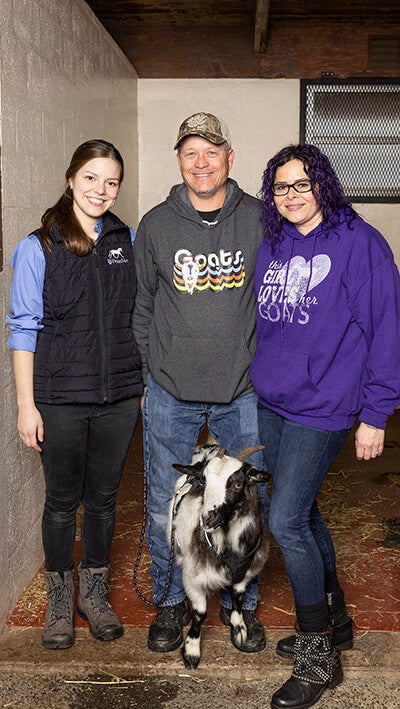 Milkshake’s greatest champions (l to r): Dr. Leduc with the kid’s owners Rick Bodine and Jessica Kurczeski Milkshake’s greatest champions (l to r): Dr. Leduc with the kid’s owners Rick Bodine and Jessica Kurczeski