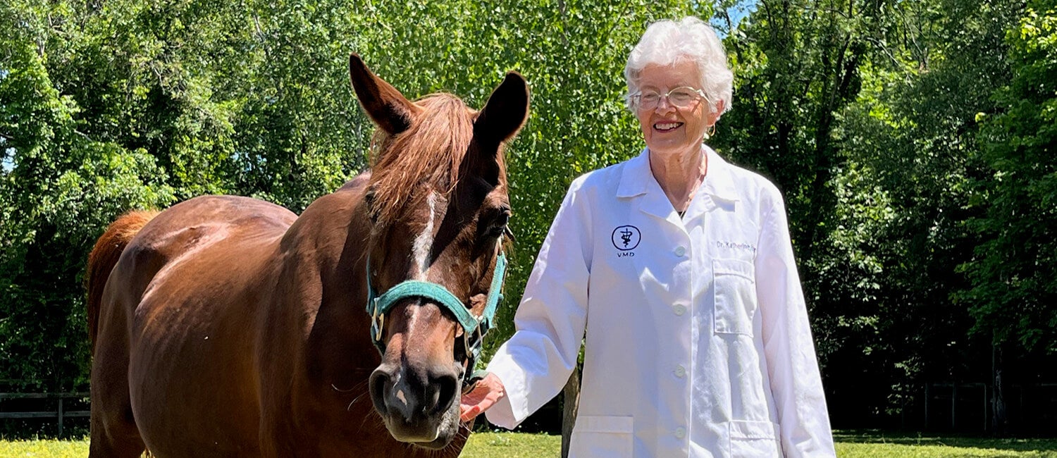 Dr. Katherine Houpt with horse Dr. Katherine Houpt with horse