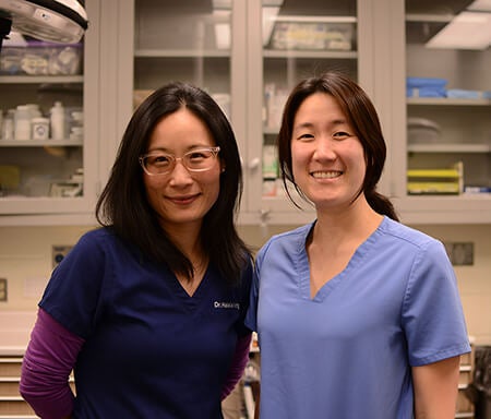 From left, Dr. Haixia Kong and Dr. Esther Choi, part of Copper’s care team.