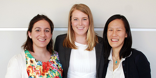 (From left) Ellen Lapuck, Jane Karpowicz, and W. Wendy Kuo, all V’18