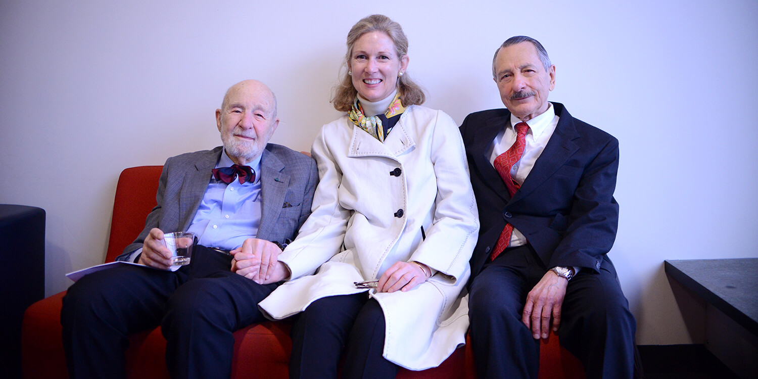 Dr. Ralph Brinster, V’60 (at right), with Dr. Robert Marshak, Penn Vet Dean 1973- 1987, and Henrietta Alexander