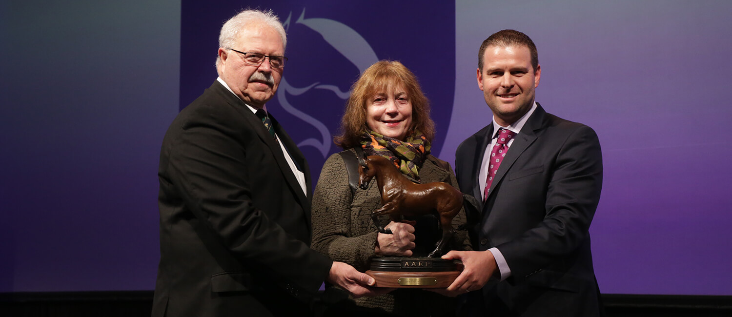 (Left to right) Dr. Stephen M. Reed of Rood & Riddle Equine Hospital and member of AAEP abstract review committee, Dr. Virginia Reef, and Dr. Mark Herthel, President of lecture sponsor Platinum Performance.
