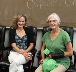 Dr. Barbara Dallap Schaer (l) sits with Emeritus Professor Jill Beech