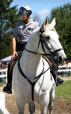 Duke with Officer Scott McDonald, one of Duke’s primary riders on the mounted patrol.