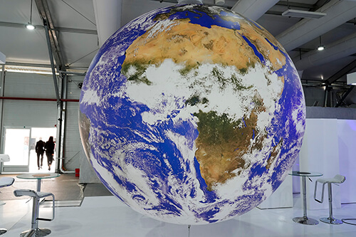 Photo of huge globe of the Earth