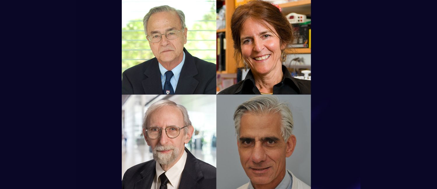 This year’s recipients of the Helen Keller Prize from Penn are (clockwise from top left): Gustavo Aguirre, Jean Bennett, Albert Maguire, and the late Samuel Jacobson.