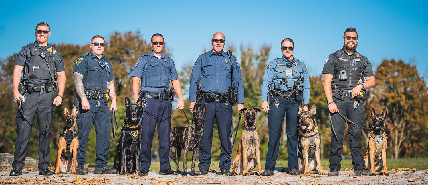 Photo of police officers and their K-9 dogs