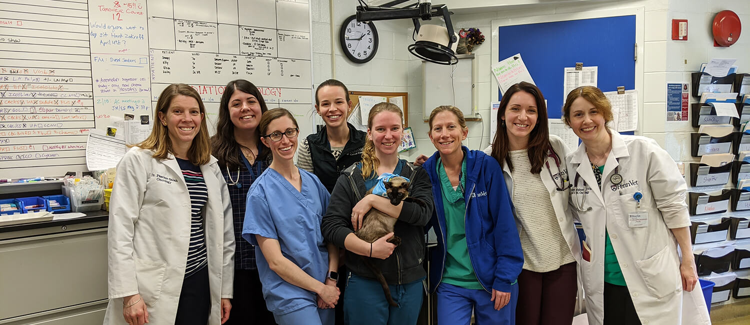 Penn Vet Cancer Care team and patient Nora