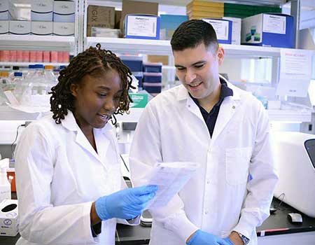 Student with Dr Bianco in lab