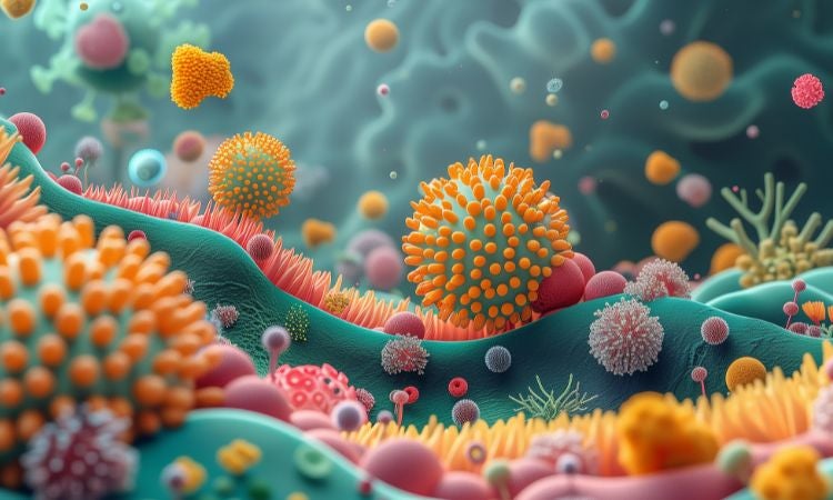 viruses are shown in this 3d illustration