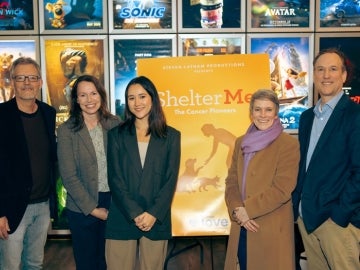 People Standing In Front Of Shelter Me Poster