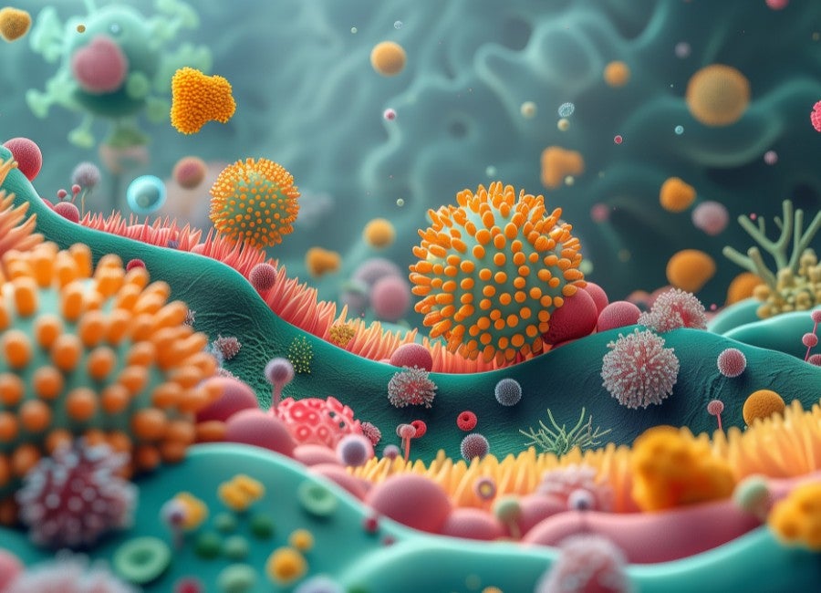 viruses are shown in this 3d illustration