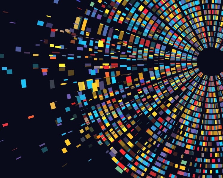 an abstract image of colored squares on a black background