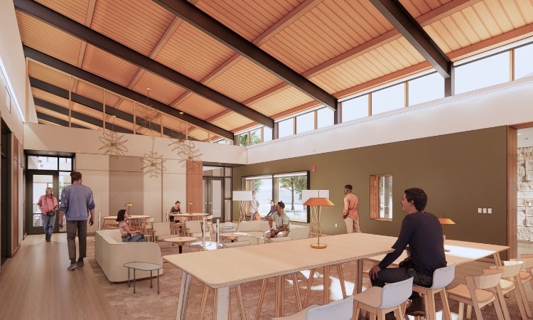 a rendering of the interior of the new building at NBC.